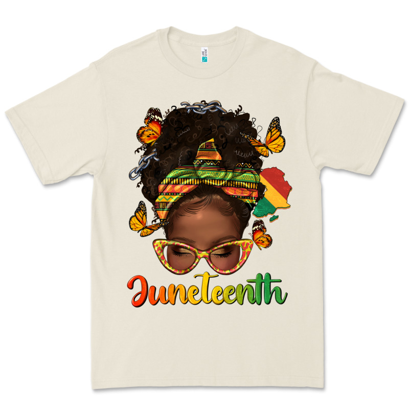Afro Messy Bun Juneteenth Premium Tee by texasbilliewilder | Teevron
