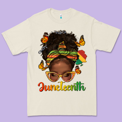 Premium Tee afro messy bun juneteenth