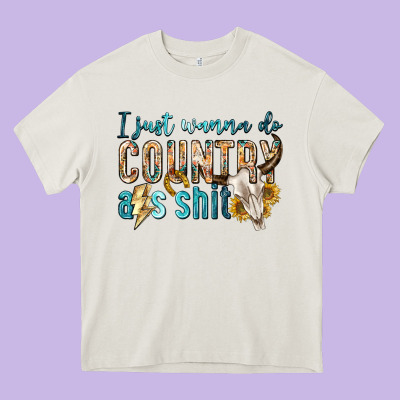 I Just Wanna Do Country Heavy Core Tee Designed By Texasbilliewilder