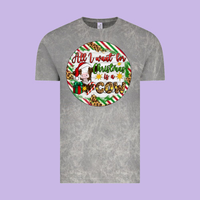 Christmas All I Want For Christmas Is A Cow Vintage Tee Designed By Artiststas