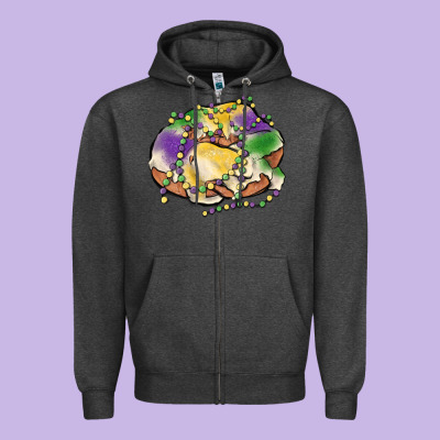 Mardi Gras King Cake Zipper Hoodie Designed By Maliassmallbusiness