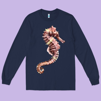 Pink Seahorse Long Sleeve Tee Designed By Lillyallendesigns