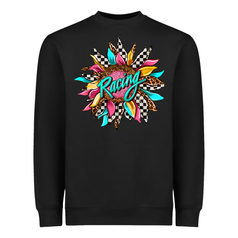 Racing Sunflower Front Heavyweight Sweatshirt by AdoDesignShop | Teevron