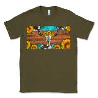Army Green longhorn bull skull license plate Classic Tee - Artiststas