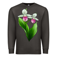 Smoke Pink And White Lady's Slipper Flower Premium Sweatshirt - LillyAllenDesigns