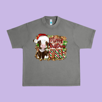 Merry Christmas Y'all Cow Urban Heavy Tee Designed By Artiststas