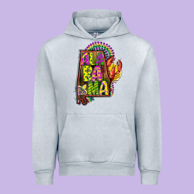 Mardi Gras Alabama Map Urban Hoodie Designed By Cowgirlartshop
