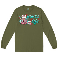 Army Green nurse life gnomies Long Sleeve Tee - BarkalooDesign