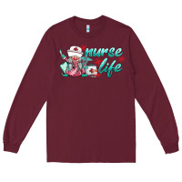 Burgundy nurse life gnomies Long Sleeve Tee - BarkalooDesign