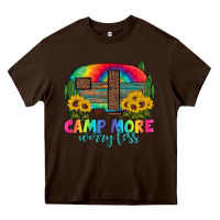 Chocolate Brown camp more worry less with caravan Heavy Core Tee - Artiststas