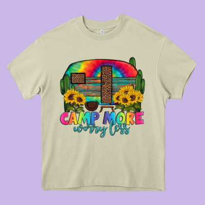 Camp More Worry Less With Caravan Heavy Core Tee Designed By Artiststas