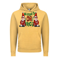 Vintage Mustard Naughty or nice christmas elfs Vintage Hoodie - FaDigitalArtStudio