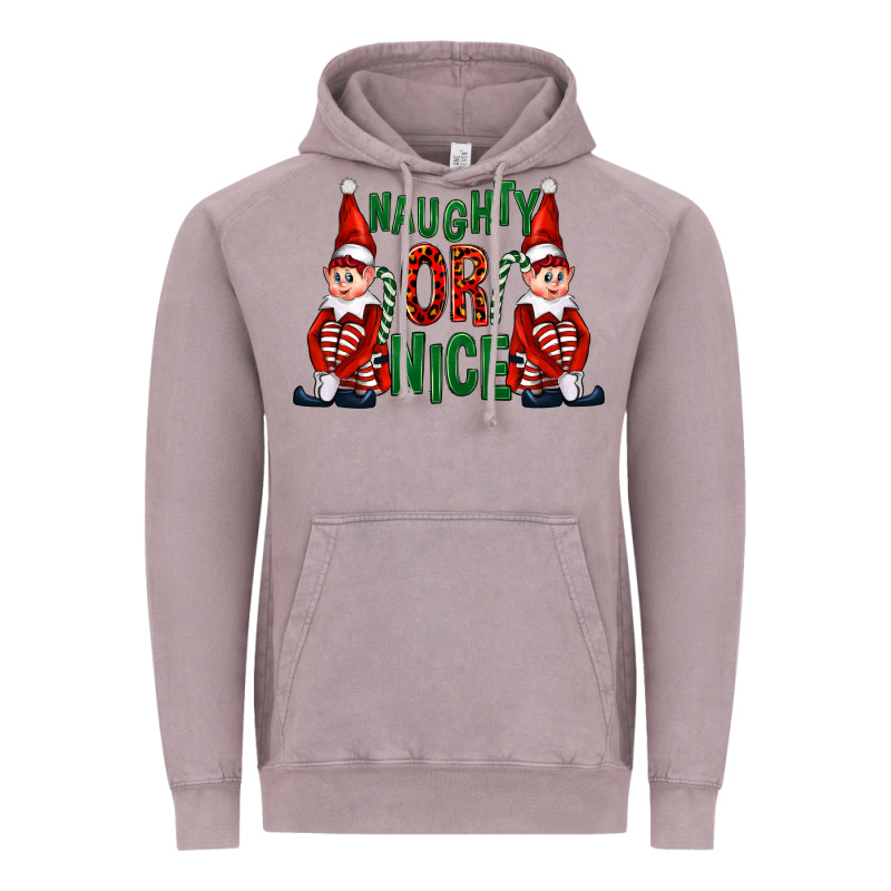 Naughty Or Nice Christmas Elfs Vintage Hoodie by FaDigitalArtStudio | Teevron