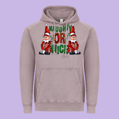 Naughty Or Nice Christmas Elfs Vintage Hoodie Designed By Fadigitalartstudio