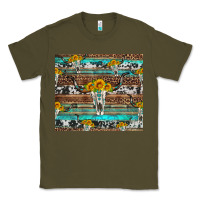 Army Green longhorn bull skull cowhide leopard turquoise Classic Tee - Artiststas