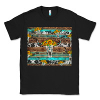 Black longhorn bull skull cowhide leopard turquoise Classic Tee - Artiststas