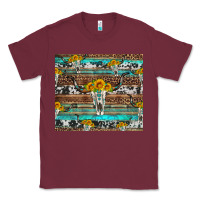 Burgundy longhorn bull skull cowhide leopard turquoise Classic Tee - Artiststas