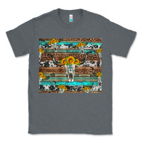 Charcoal Heather longhorn bull skull cowhide leopard turquoise Classic Tee - Artiststas