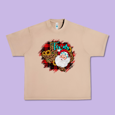 Texas Santa Wood Slice Ornament Urban Heavy Tee Designed By Jahusdesignshop