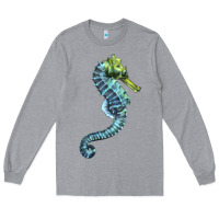 Heather Grey Blue Seahorse Long Sleeve Tee - LillyAllenDesigns