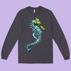 Blue Seahorse Long Sleeve Tee Designed By Lillyallendesigns