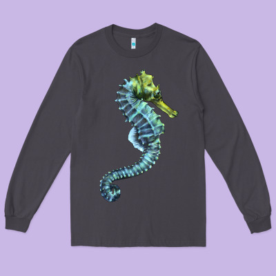 Blue Seahorse Long Sleeve Tee Designed By Lillyallendesigns
