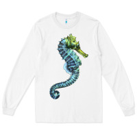 White Blue Seahorse Long Sleeve Tee - LillyAllenDesigns