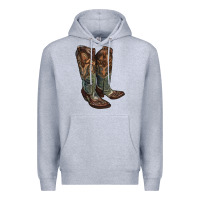 Heather Grey cowgirl boots Premium Hoodie - RanaPortraitStore