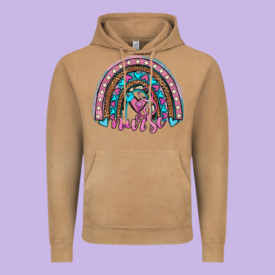 Leopard Cowhide Nurse Rainbow Vintage Hoodie Designed By Jahusdesignshop