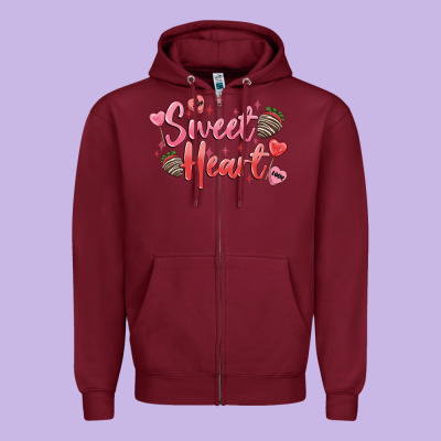 Sweet Heart Zipper Hoodie Designed By Maliassmallbusiness