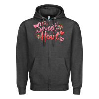 Charcoal Heather sweet heart Zipper Hoodie - MaliasSmallBusiness