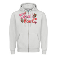 Dove Grey sweet heart Zipper Hoodie - MaliasSmallBusiness