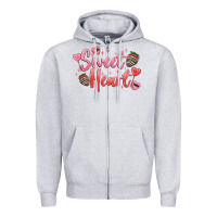 Heather Grey sweet heart Zipper Hoodie - MaliasSmallBusiness