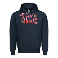 Navy sweet heart Zipper Hoodie - MaliasSmallBusiness