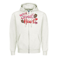 Oatmeal Heather sweet heart Zipper Hoodie - MaliasSmallBusiness