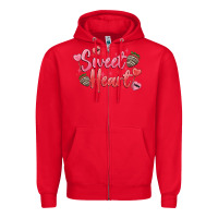 Red sweet heart Zipper Hoodie - MaliasSmallBusiness