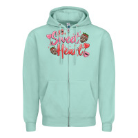 Seafoam sweet heart Zipper Hoodie - MaliasSmallBusiness