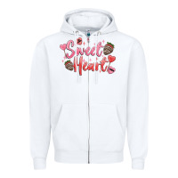 White sweet heart Zipper Hoodie - MaliasSmallBusiness