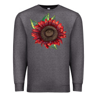 Charcoal Heather ProCut Red Sunflower Premium Sweatshirt - LillyAllenDesigns