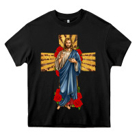 Black jesus christ cross Heavy Core Tee - texasbilliewilder
