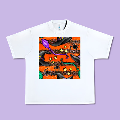 Halloween Witch Hats Leopard Seamless Pattern Urban Heavy Tee Designed By Bundleandbundleshop