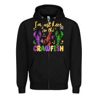 Black i'm just here for the crawfish Zipper Hoodie - MaliasSmallBusiness