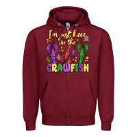Burgundy i'm just here for the crawfish Zipper Hoodie - MaliasSmallBusiness