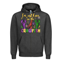 Charcoal Heather i'm just here for the crawfish Zipper Hoodie - MaliasSmallBusiness