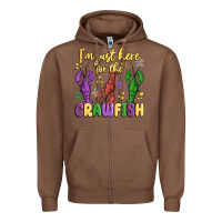 Chestnut i'm just here for the crawfish Zipper Hoodie - MaliasSmallBusiness