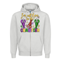 Dove Grey i'm just here for the crawfish Zipper Hoodie - MaliasSmallBusiness