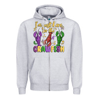 Heather Grey i'm just here for the crawfish Zipper Hoodie - MaliasSmallBusiness