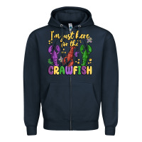 Navy i'm just here for the crawfish Zipper Hoodie - MaliasSmallBusiness