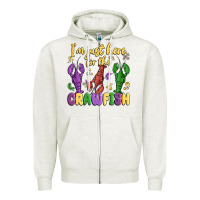 Oatmeal Heather i'm just here for the crawfish Zipper Hoodie - MaliasSmallBusiness