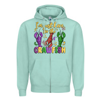 Seafoam i'm just here for the crawfish Zipper Hoodie - MaliasSmallBusiness